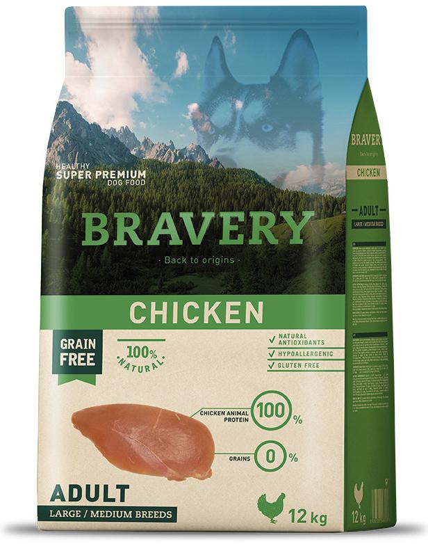 Bravery Dog Medium/Large Adult Chicken - 12kg