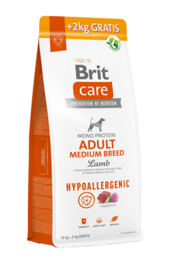 Brit Care Dog Adult Medium Hypoallergenic - 12kg + 2kg GRATIS