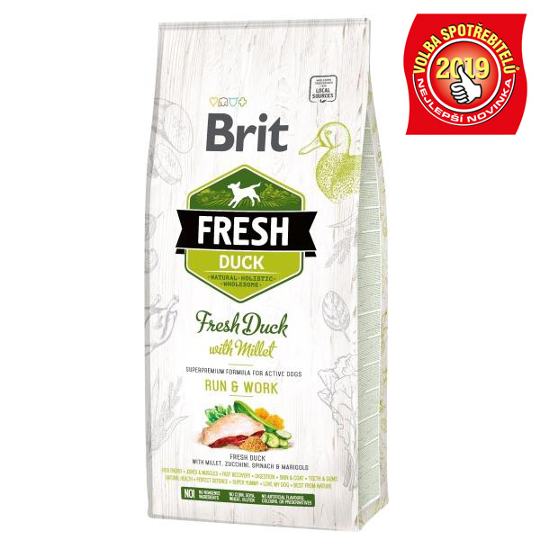 Brit Fresh Dog Adult Duck/Millet Run & Work - 12kg