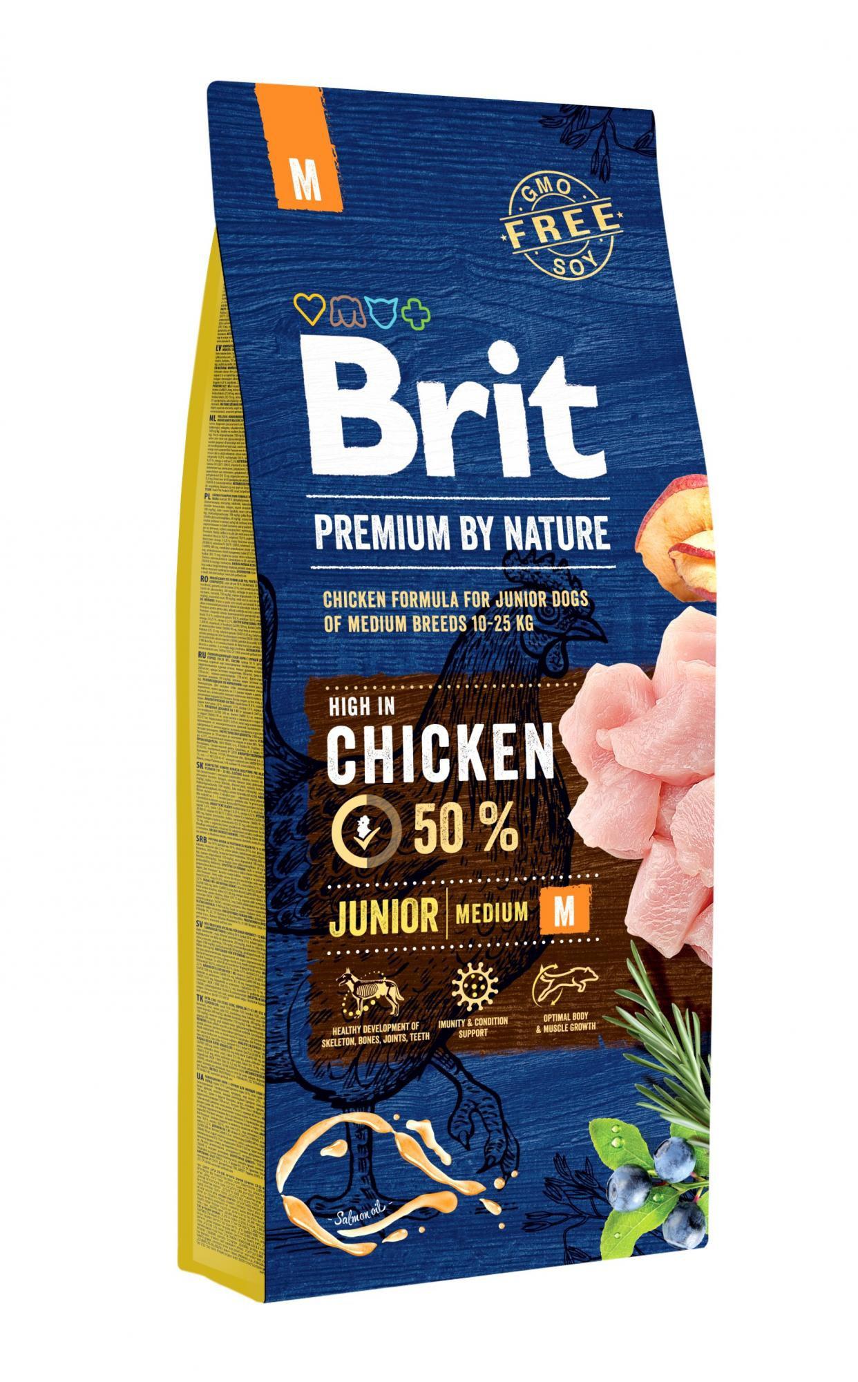 Brit Premium by Nature Dog Junior M Chicken - 15kg