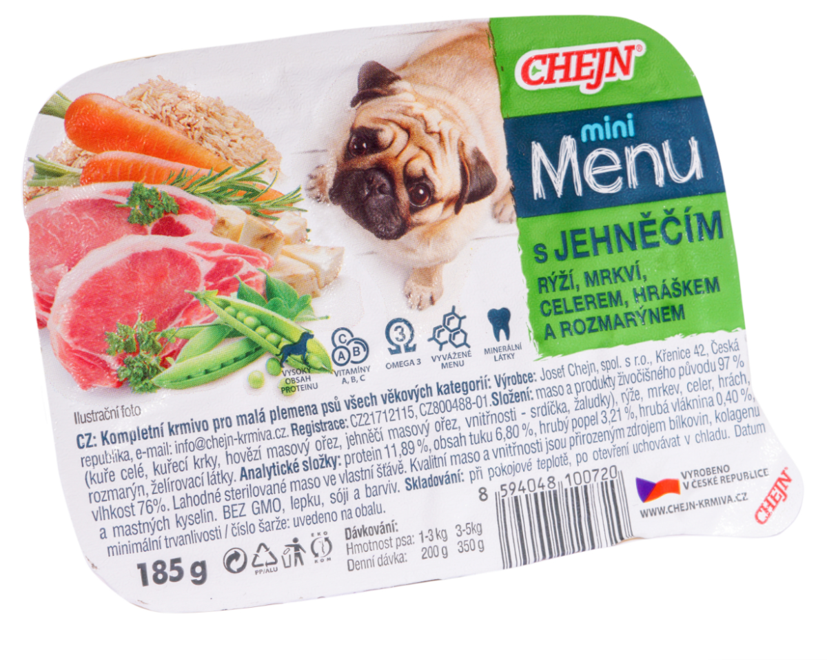 Chejn Mini Menu 185g - Jehněčí, rýže, mrkev, hrášek a rozmarýn