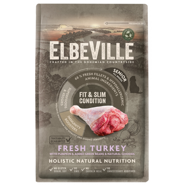 ELBEVILLE Senior All Breeds Fresh Turkey Fit and Slim Condition 4kg