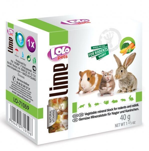 LoLo Pets Zeleninový Minerální Kámen Pro Hlodavce - 40g