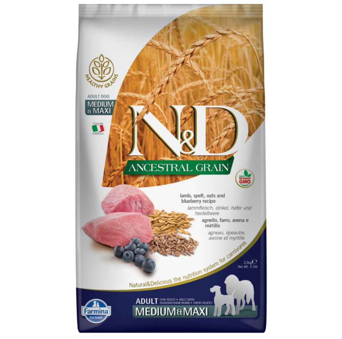 N&D Dog Adult Medium Lamb/Blueberry Low Grain - 2,5kg