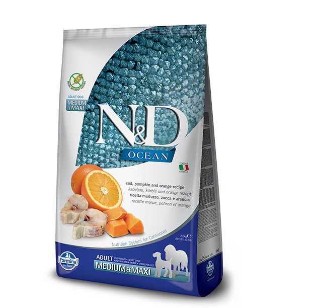 N&D Ocean Dog Medium/Large Adult Codfish/Orange Grain-free - 2,5kg