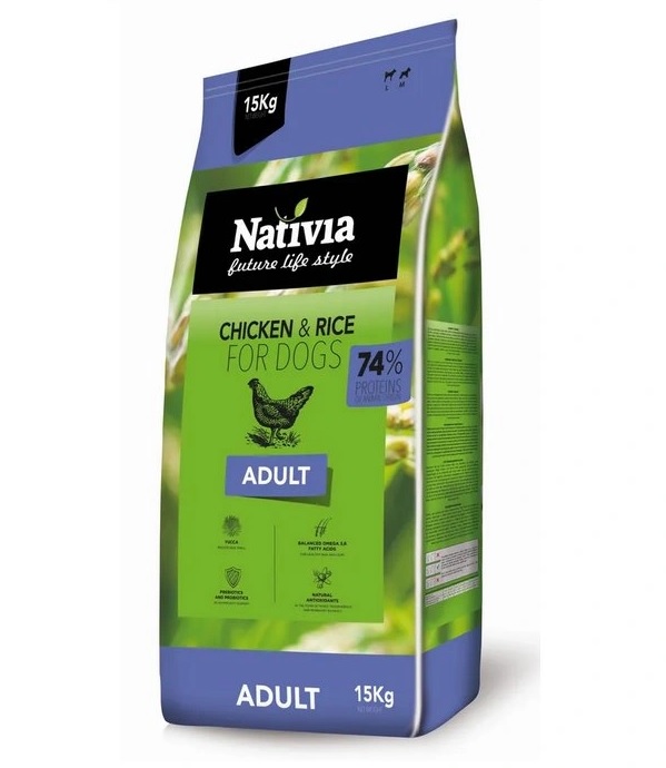 Nativia Dog Adult Chicken/Rice - 15kg