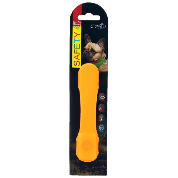 Návlek Dog Fantasy LED svítící oranžový 15cm