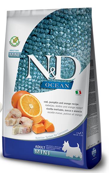 N&D Ocean Dog Adult Mini Codfish/Orange Grain-free - 2,5kg