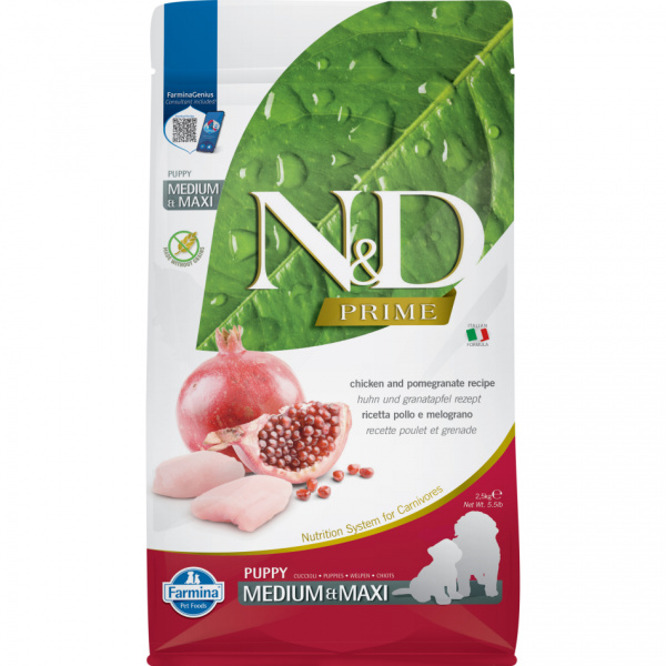 N&D Prime Dog Puppy Medium/Maxi Chicken&Pomegranate 2,5kg