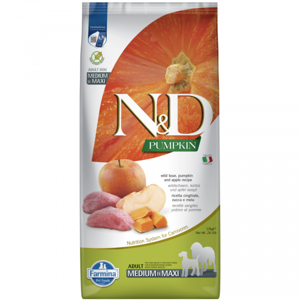 N&D Pumpkin Dog Adult M/L Boar & Apple 12kg