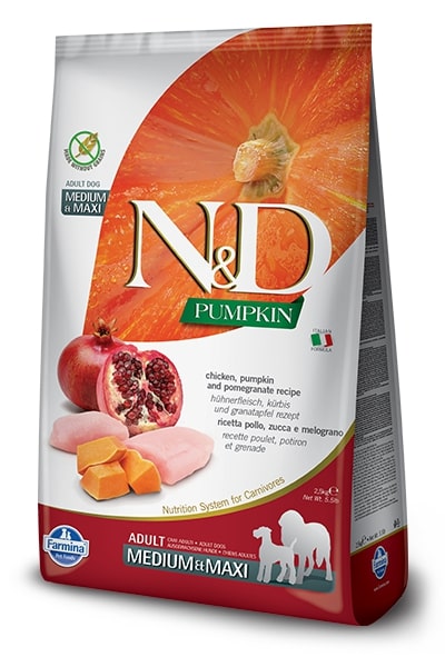 N&D Pumpkin Dog Adult Medium/Maxi Chicken/Pomegranate Grain-free - 2,5kg