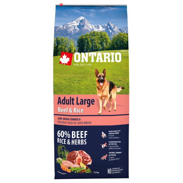 Ontario Adult Large Beef & Rice 12kg