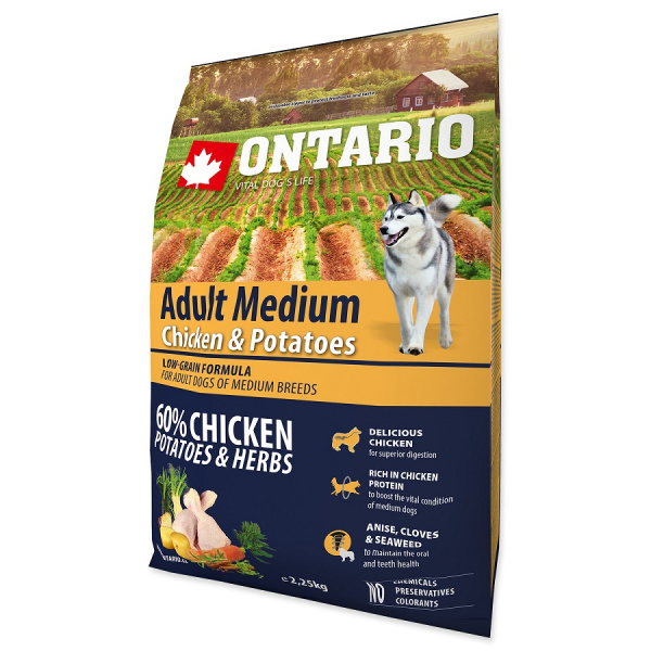 Ontario Adult Medium Chicken & Potatoes 2,25 kg