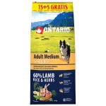 Ontario Adult Medium Lamb & Rice 15+5kg zdarma