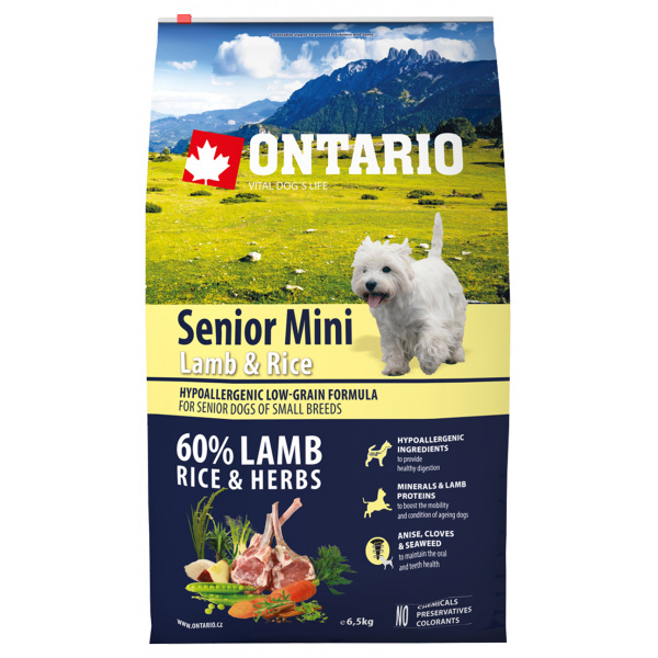 Ontario Senior Mini Lamb & Rice 6,5kg