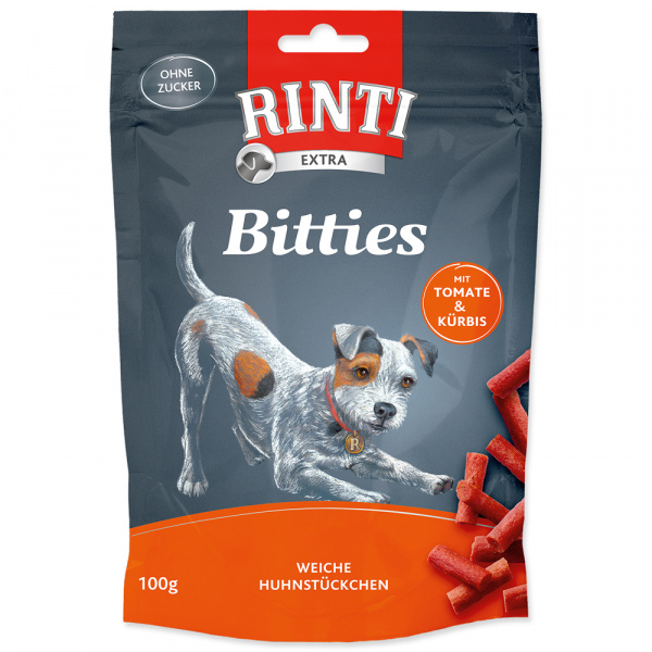 Pochoutka RINTI Extra Bitties kuře+ rajče + dýně 100g