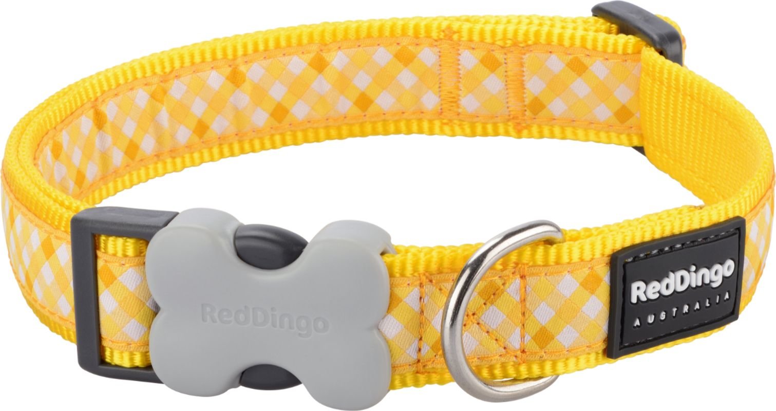 RedDingo Obojek Gingham Yellow - 1,2/20 až 32cm