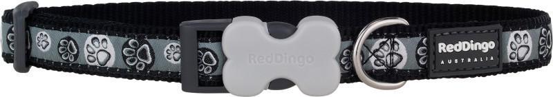 RedDingo Obojek Paw Impressions Black - 1,5/24 až 36cm