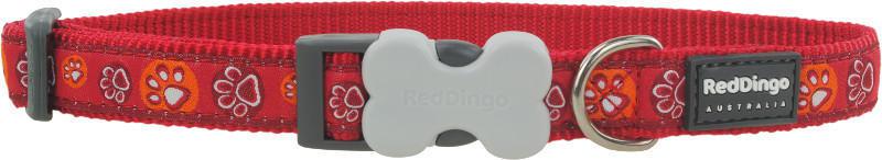 RedDingo Obojek Paw Impressions Red - 1,2/20 až 32cm