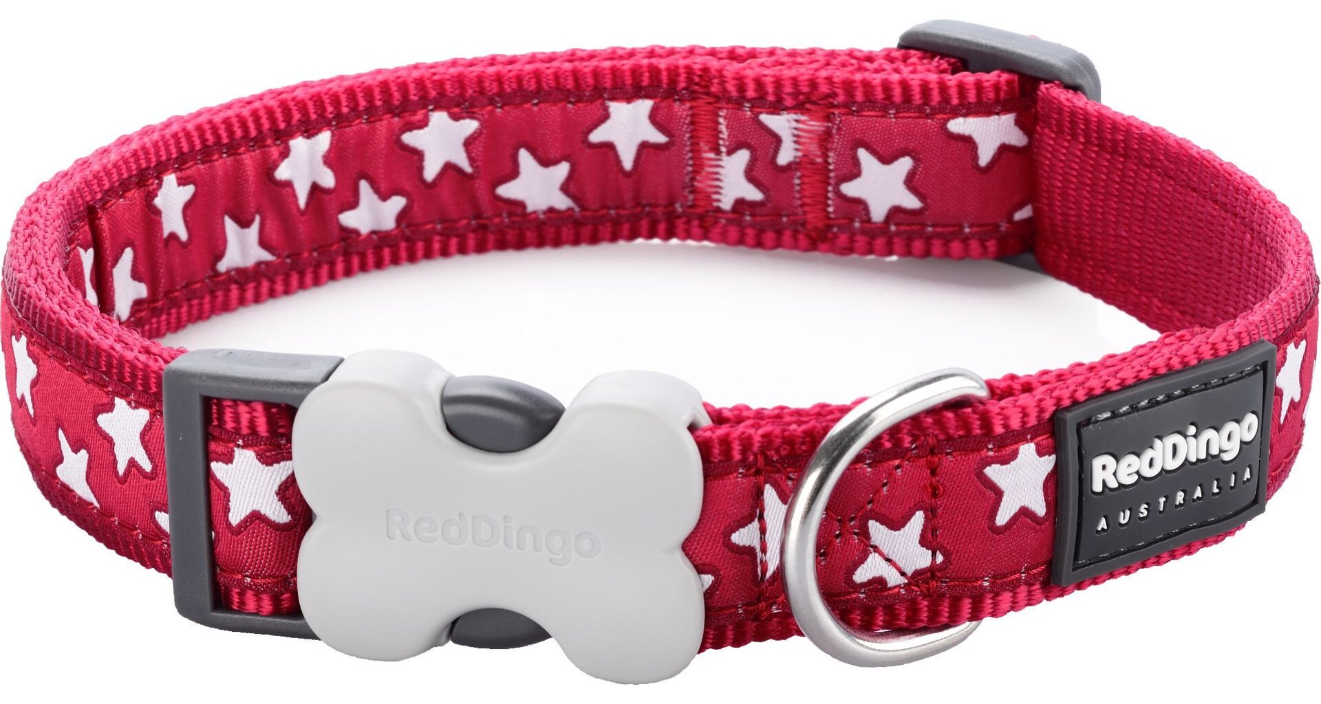 RedDingo Obojek Stars White on Red - 1,5/24 až 36 cm